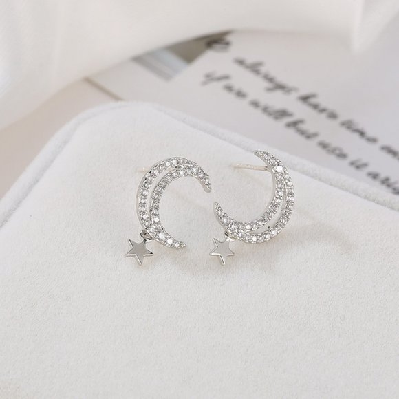 💕Last one Moon Stars Stud Earrings - Picture 2 of 6